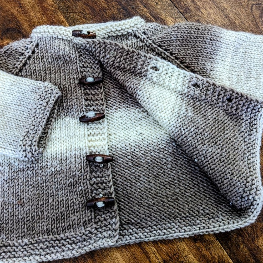 Handknitted seamless degraded colors Beige brown Toddler Jacket